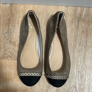 Black brown with gold report flats